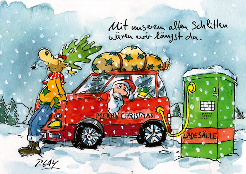 Schneefrei durch den Winter! Bedruckte Weihnachtskarte, Eiskratzer-Postkarte  für MeteoGroup